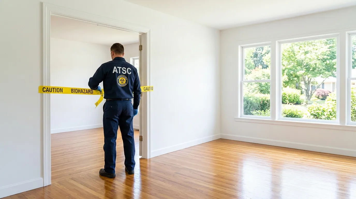 Certified biohazard cleanup crew performing Trauma Scene Cleanup in Huntington Station